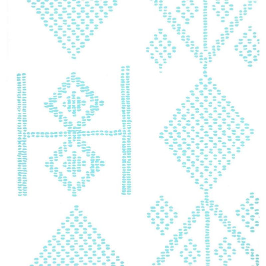 Shop AP890-03AWP Vacances Turquoise on Almost White by Quadrille Wallpaper