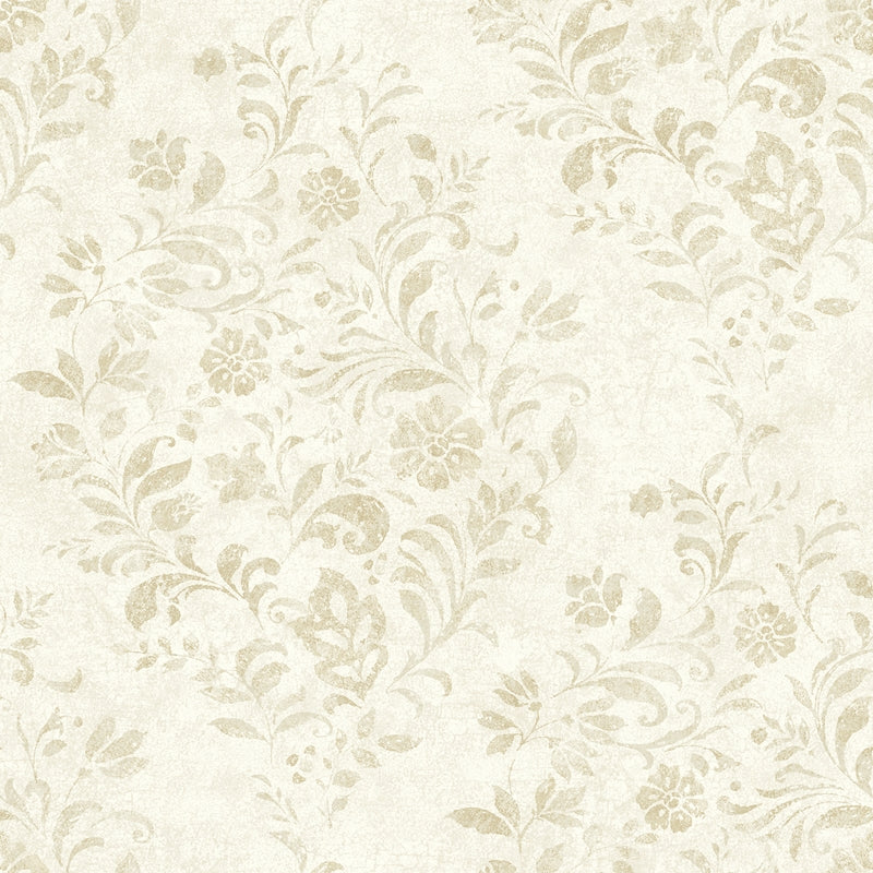 Sample 4072-70007 Delphine, Isidore Wheat Scroll Wallpaper by Chesapeake