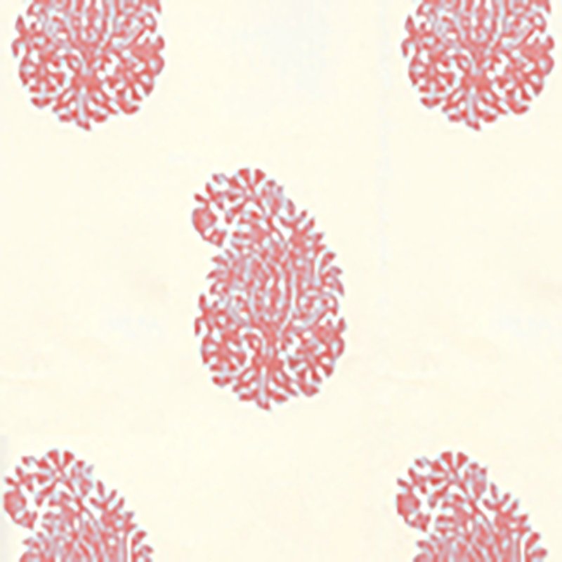 Acquire 6040-04WP Bangalore Paisley New Shrimp on Almost White by Quadrille Wallpaper