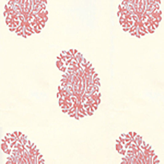 Acquire 6040-04WP Bangalore Paisley New Shrimp on Almost White by Quadrille Wallpaper