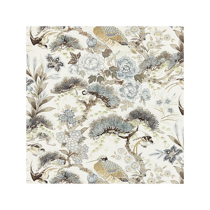 Sample 16601-001 Shenyang Linen Print, Parchment - Scalamandre Fabric (SC 000116601)