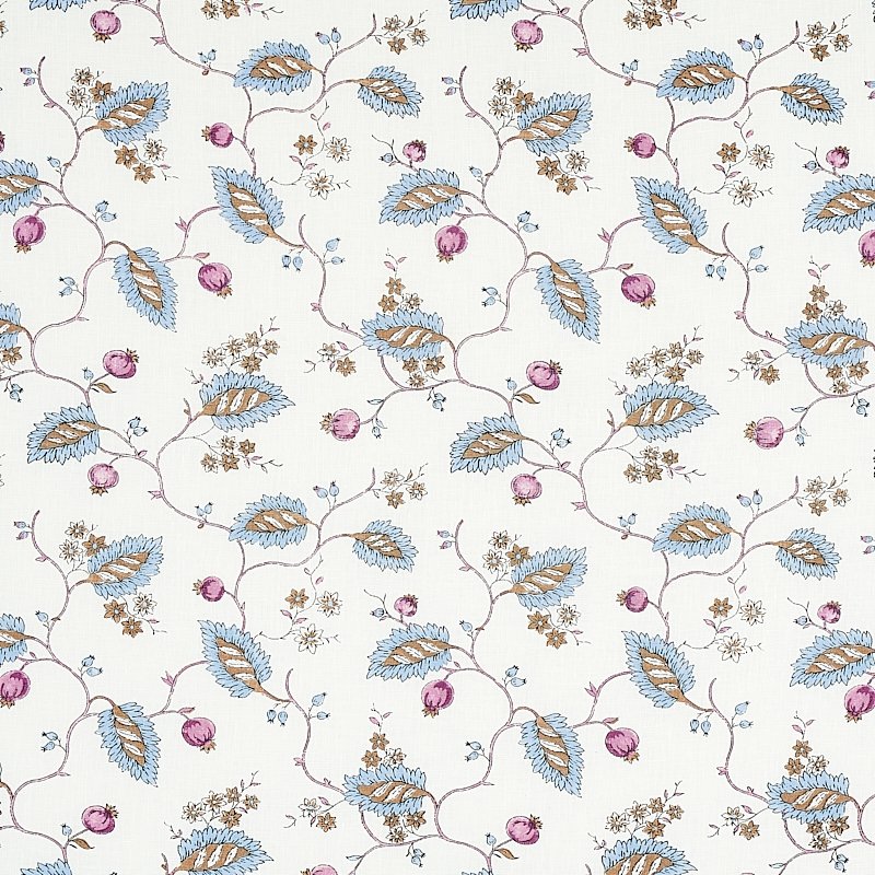 Purchase sample of 179452 Maryam Vine, Sky and Plum by Schumacher Fabric
