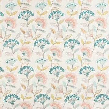 Save F1462/02 Bohemia Coral/Teal Botanical by Clarke And Clarke Fabric
