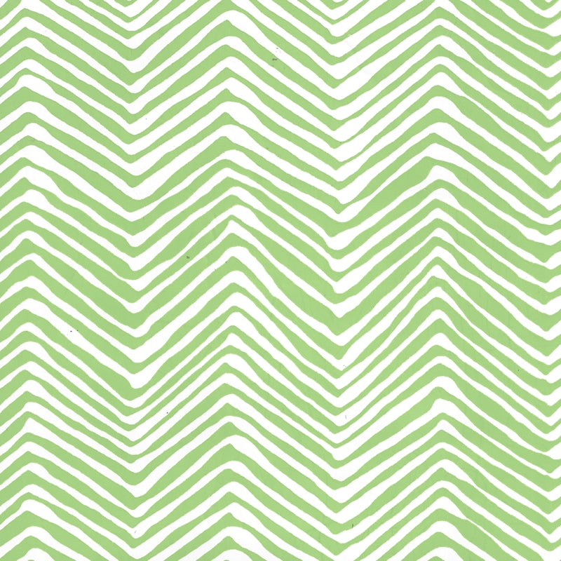 Sample AP303-3 Petite Zig Zag, Green on White Vinyl by Quadrille Wallpaper