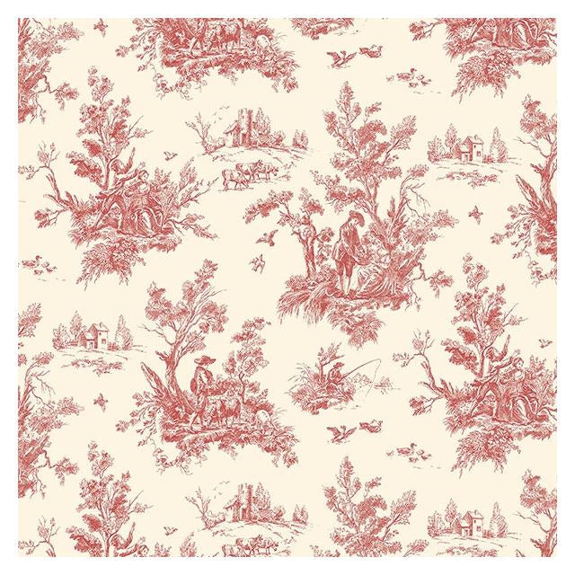 Looking AB27657 Flourish (Abby Rose 4) Red Toile Wallpaper by Norwall Wallpaper
