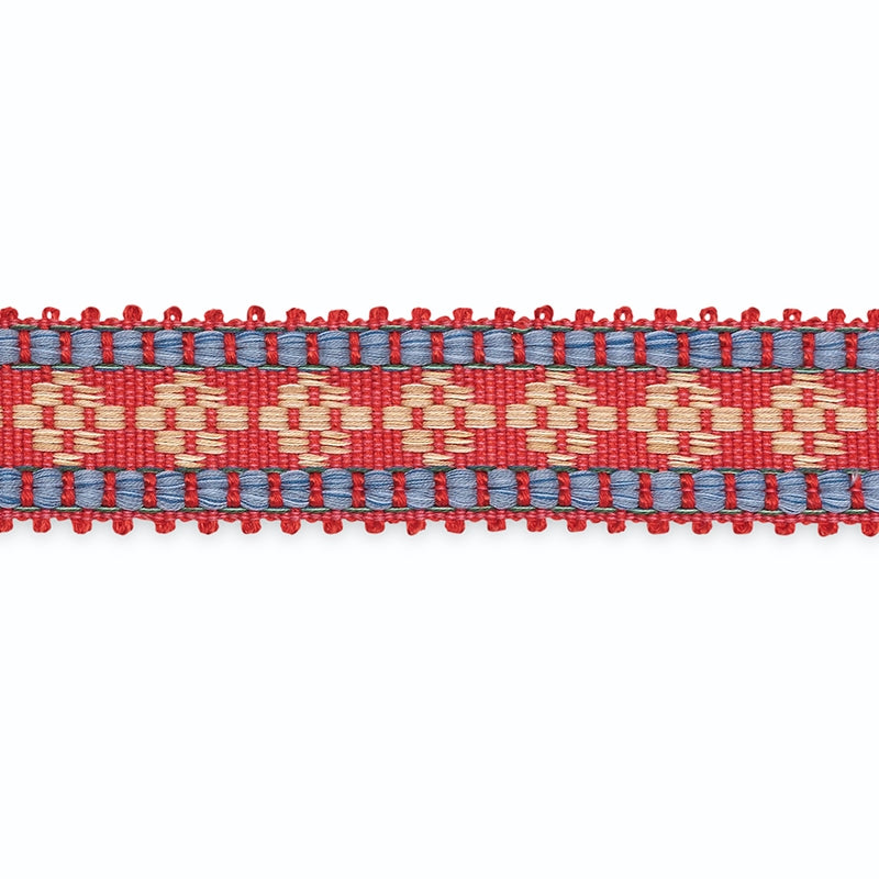 B211-2 | Mary Kay Braid, Cherry/Lapis/Mocha - Schumacher Fabric