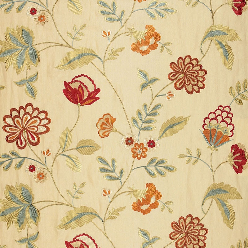 Purchase sample of 64842 Palampore Embroidery, Biscuit by Schumacher Fabric