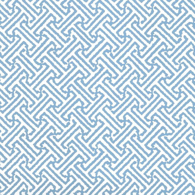 Sample 622-06WWP Java Petite, French Blue on White by Quadrille Wallpaper