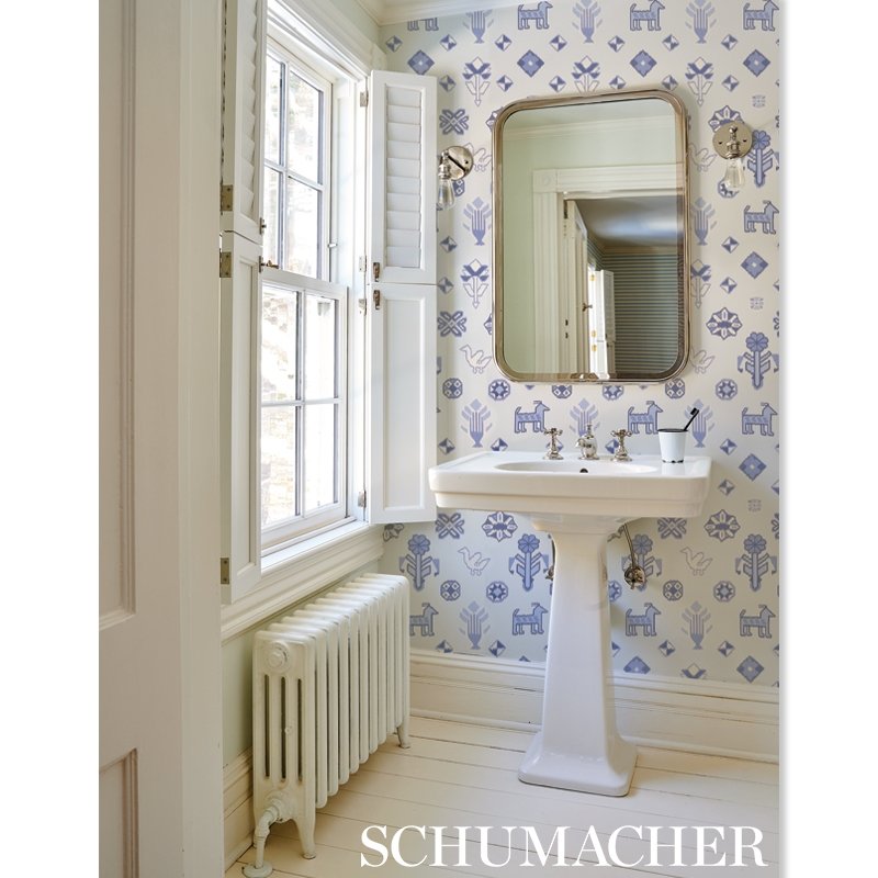 Buy 5010870 Chuska Warp Print Blue Schumacher Wallpaper