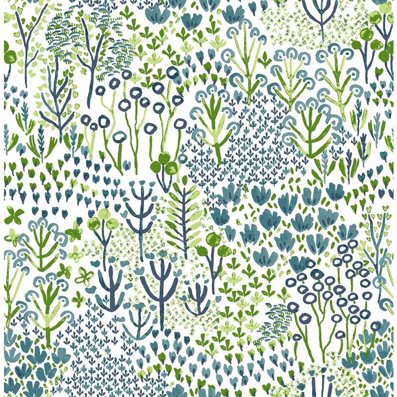 Sample 4081-26347 Happy, Chilton Teal Wildflowers by A-Street Prints Wallpaper