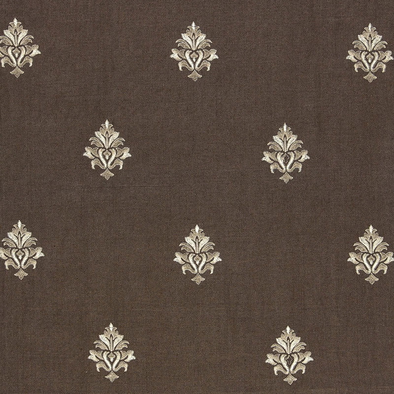 Purchase sample of 64722 Lorenzo Embroidery, Coffee Bean by Schumacher Fabric