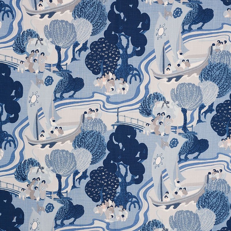 Purchase sample of 173065 Pearl River, Blues by Schumacher Fabric