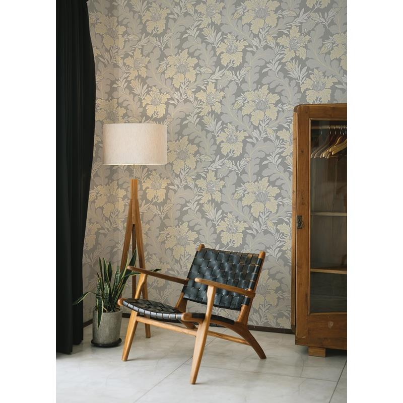 Acquire 2970-26142 Revival Butterfield Light Grey Floral Wallpaper Light Grey A-Street Prints Wallpaper