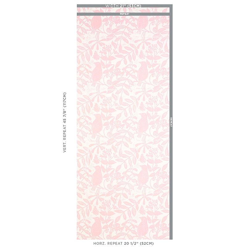 Order 5011191 Bird & Bee Pink Schumacher Wallpaper