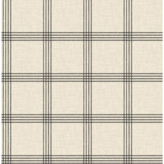 Looking 3115-24479 Farmhouse Twain Black Plaid Black by Chesapeake Wallpaper