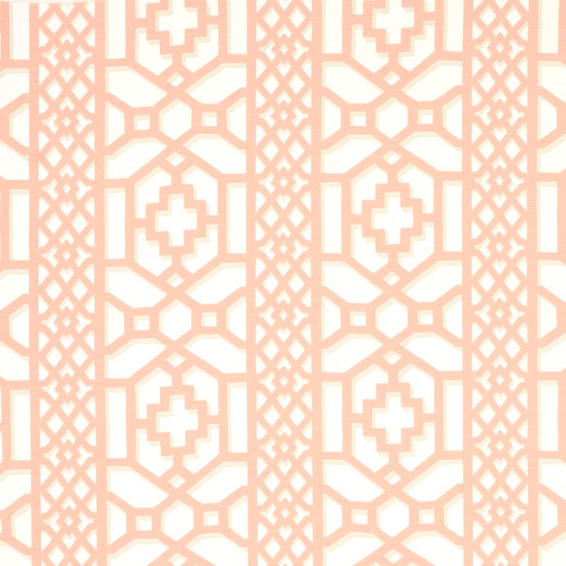 Purchase sample of 175747 Zanzibar Trellis, Coral by Schumacher Fabric