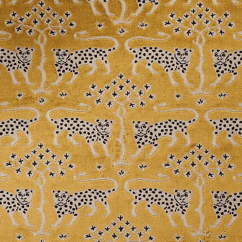 Purchase sample of 80081 Woodland Leopard Velvet, Gold by Schumacher Fabric