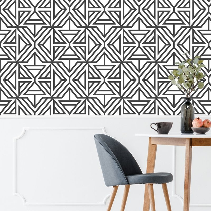 Looking Nus3499 Black Linear Graphics Peel And Stick Wallpaper
