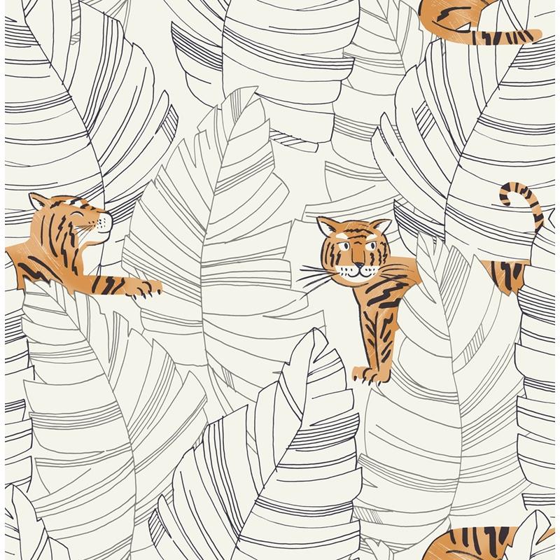 Select DA61200 Day Dreamers Hiding Tigers Black and Orange by Seabrook Wallpaper