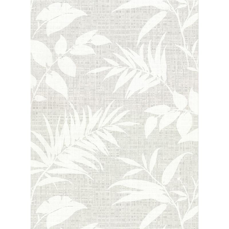 Sample 2921-50808 Warner Textures IX 2754 Main Street, Chandler Grey Botanical Faux Grasscloth Wallpaper by