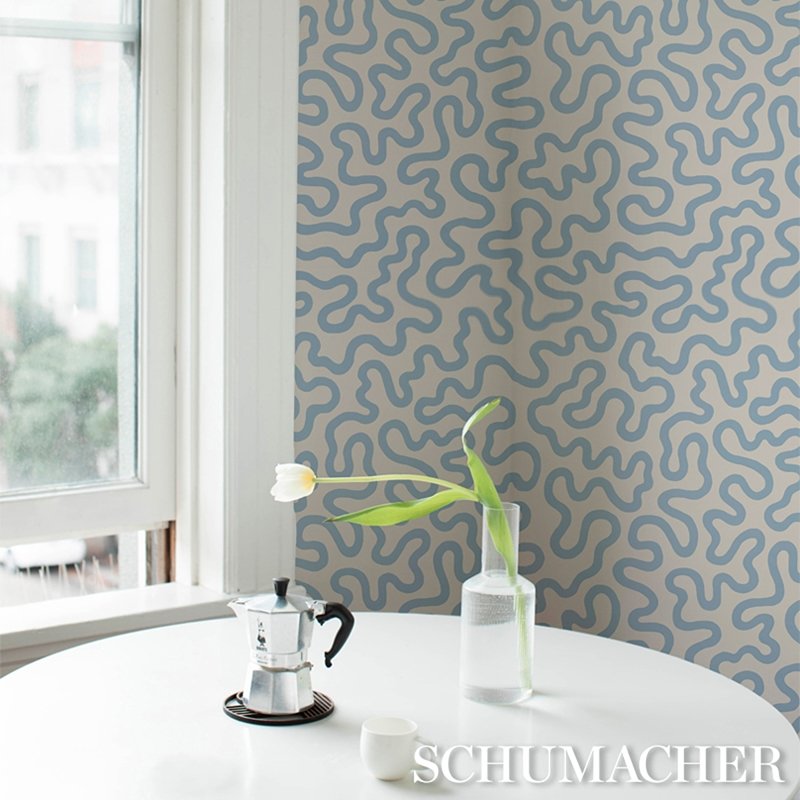 Purchase 5012931 Riley Sky On Ivory Schumacher Wallcovering Wallpaper