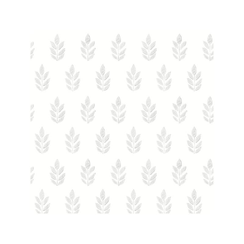 Sample 3122-11310 Flora and Fauna Ervic Light Grey Leaf Block Print by Chesapeake Wallpaper