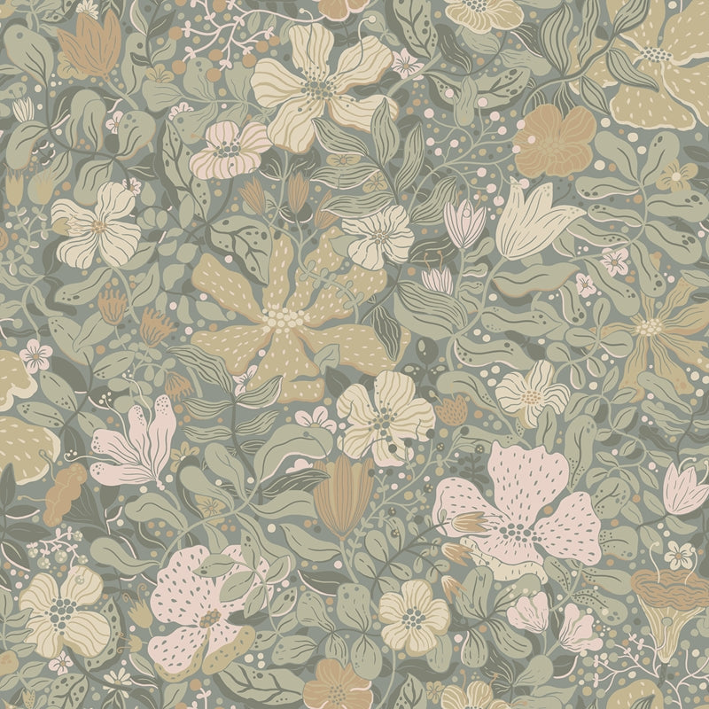 Sample 4111-63020 Briony, Midsommar Grey Floral Medley Wallpaper by A-Street Prints Wallpaper