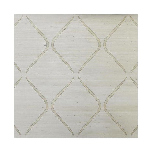 Sample - DL2902 Natural Splendor, Marquise  color White, Grasscloth by Candice Olson Wallpaper