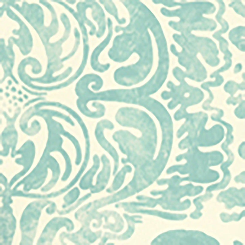 Sample 2330-03OWP San Marco, Turquoise on Off White by Quadrille Wallpaper