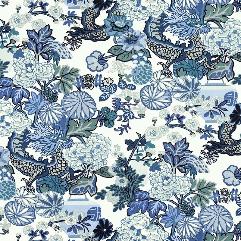 Acquire 173272 Chiang Mai Dragon China Blue by Schumacher Fabric