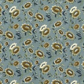 Order F1580/01 Tonquin Chartreuse/Denim Emb Botanical and Floral by Clarke And Clarke Fabric