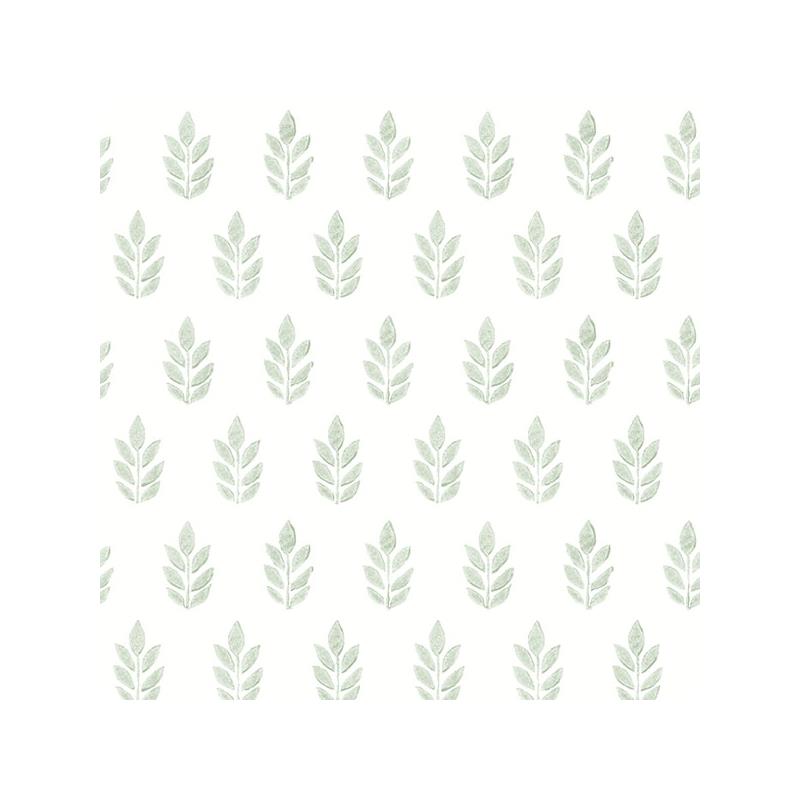 Sample 3122-11304 Flora and Fauna Ervic Green Leaf Block Print by Chesapeake Wallpaper