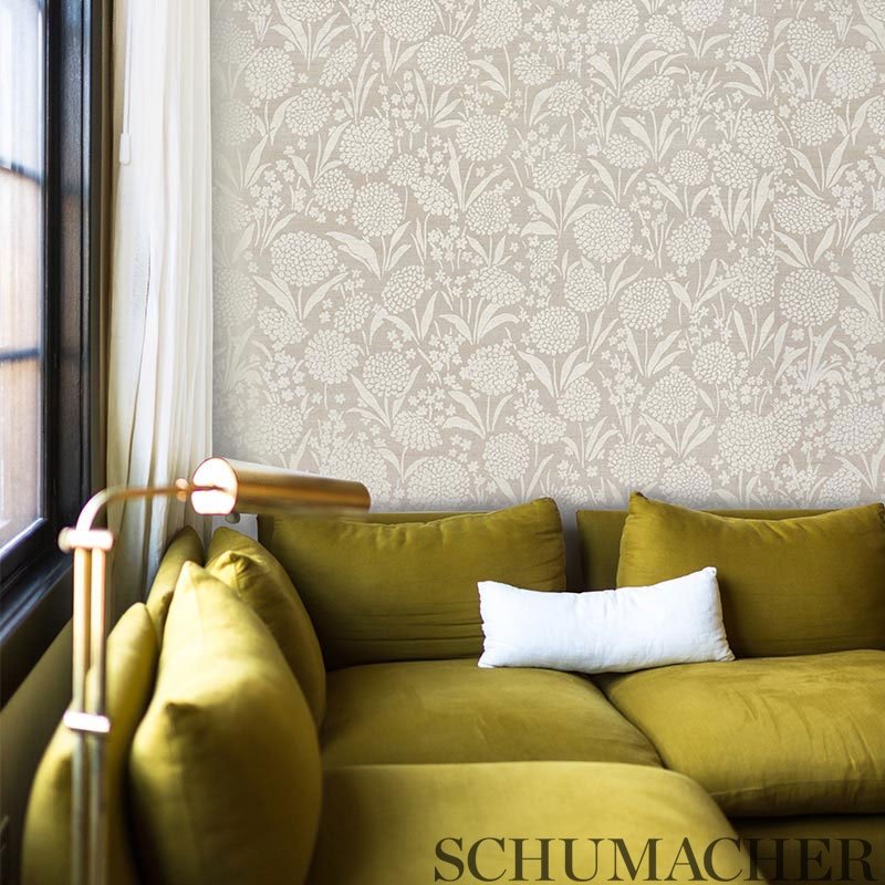 Acquire 5009790 Chrysanthemum Shimmer Moonstone Schumacher Wallpaper