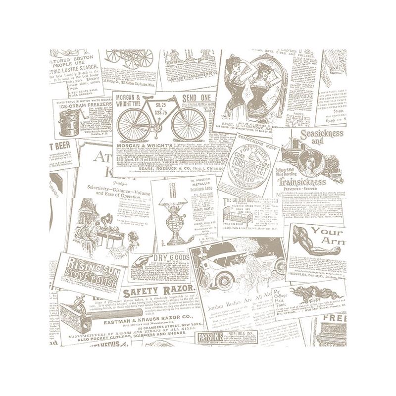 Sample FH37500 Farmhouse Living Newspaper  Norwall Wallpaper