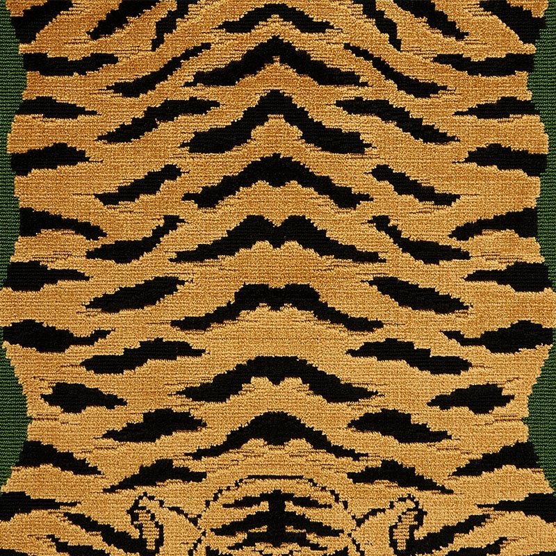 Order 77230 Jokhang Tiger Velvet Peacock Olive Schumacher Fabric