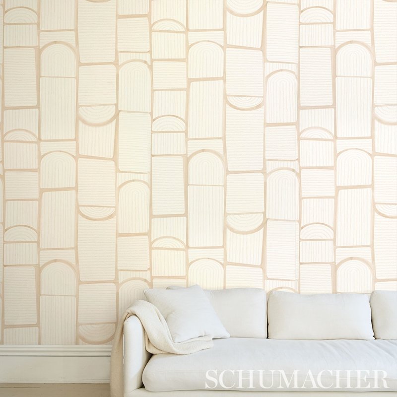 Find 5013681 Bloomsbury Warm White Schumacher Wallcovering Wallpaper