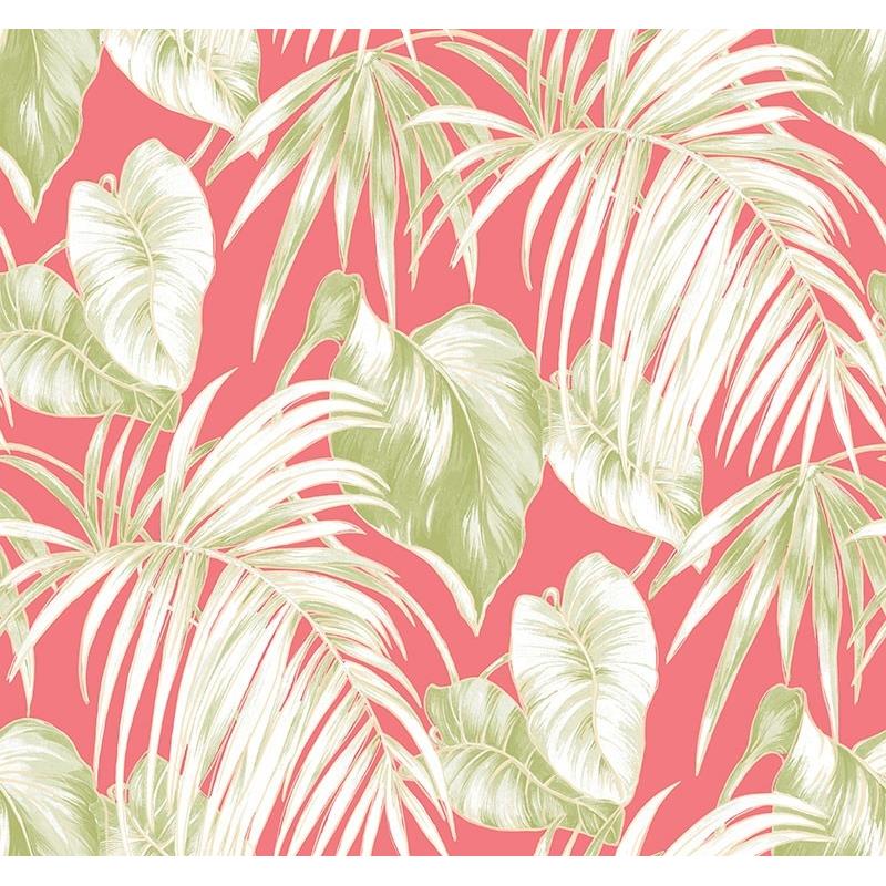 Sample TA21601 Tortuga, Green, Leaves by Seabrook Wallpaper