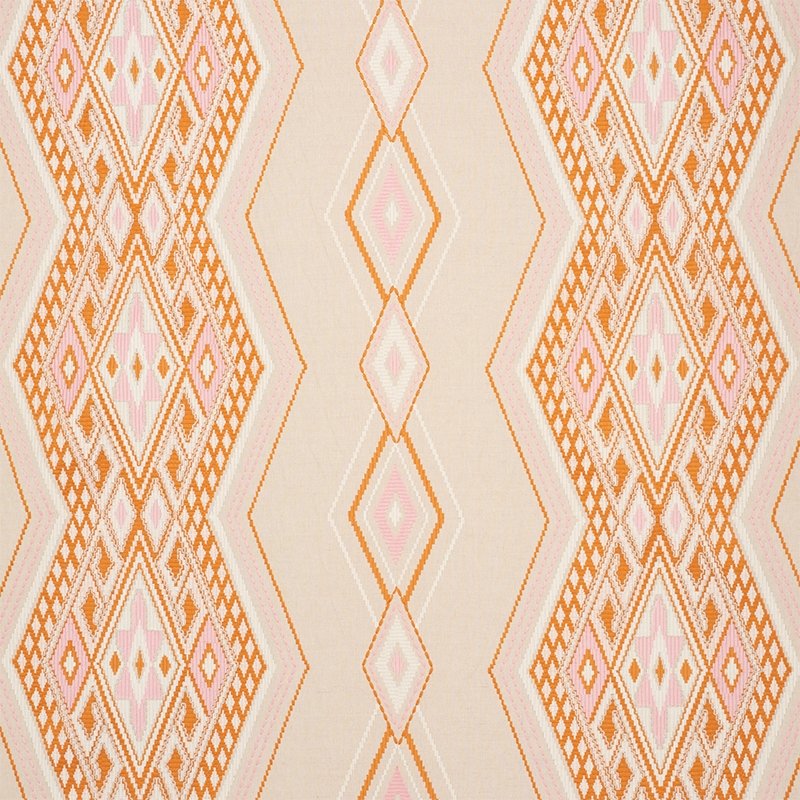 Purchase sample of 78151 Bayeta Embroidery, Pink & Orange by Schumacher Fabric
