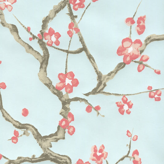Shop 306500W-06WP Cherry Branch Pale Blue Pink Taupe Brown by Quadrille Wallpaper