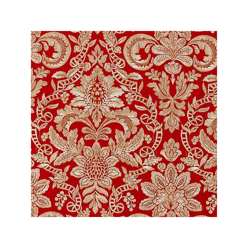 Looking 27086-003 Elizabeth Damask Embroidery Carnelian by Scalamandre Fabric