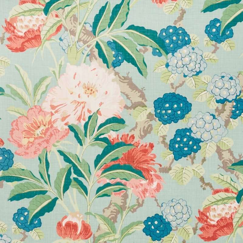 Purchase sample of 177390 Enchanted Garden, Aqua by Schumacher Fabric