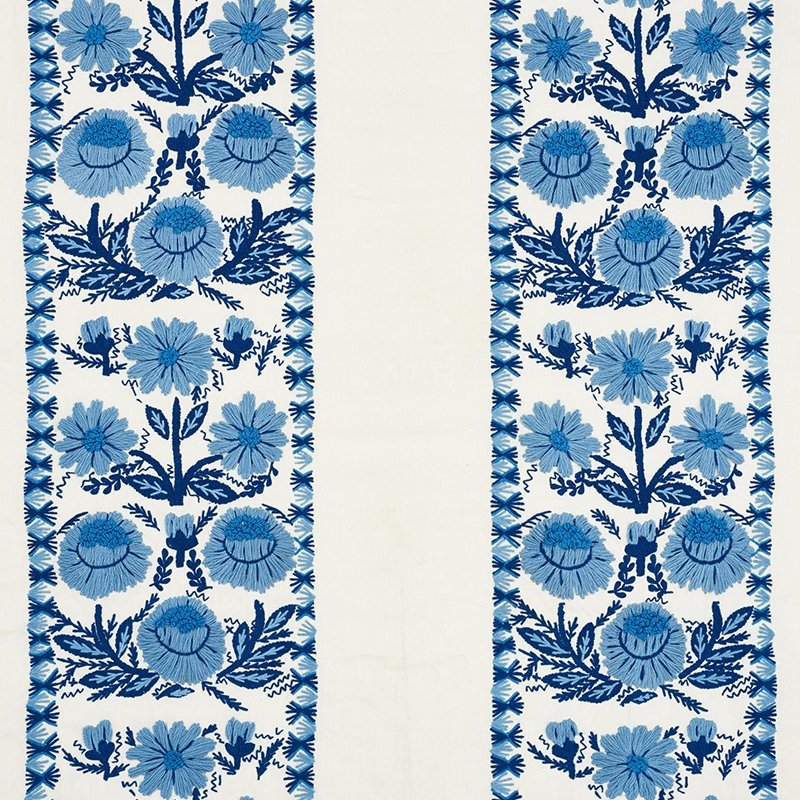 Purchase sample of 72330 Marguerite Embroidery, Sky by Schumacher Fabric