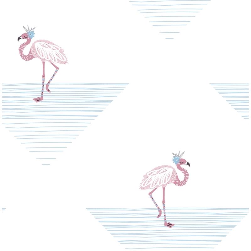 Sample DA61702 Day Dreamers, Dancing Flamingo Fuchsia and Sky Blue Seabrook Wallpaper