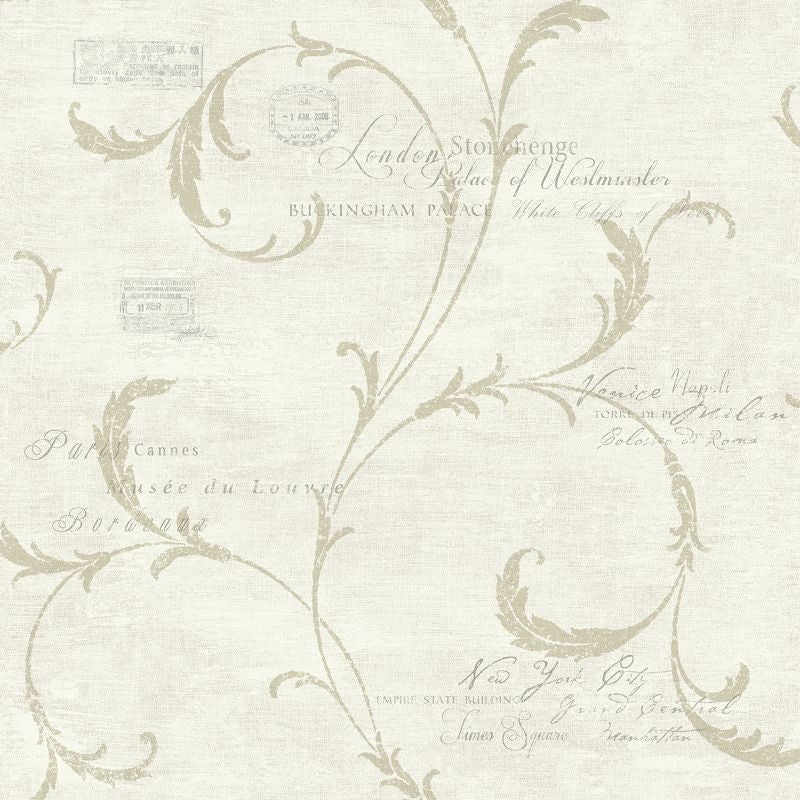 Sample MV82107 Vintage Home 2 Scroll and Stamps Wallquest