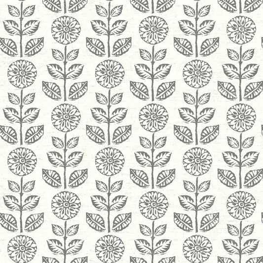 Acquire 2904-13511 Fresh Start Kitchen & Bath Dolly Dark Brown Folk Floral Wallpaper Dark Brown Brewster