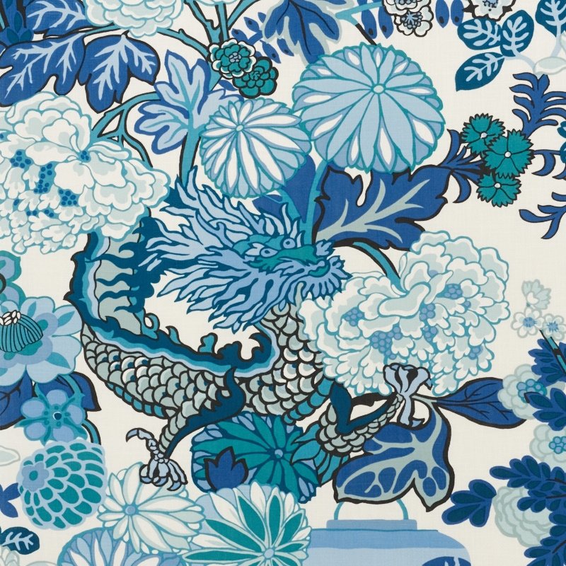 Purchase sample of 177311 Chiang Mai Indoor/Outdoor, China Blue by Schumacher Fabric