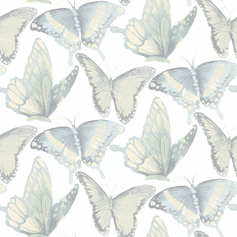 Sample 3124-13935 Thoreau, Janetta Mint Butterfly Wallpaper by Chesapeake