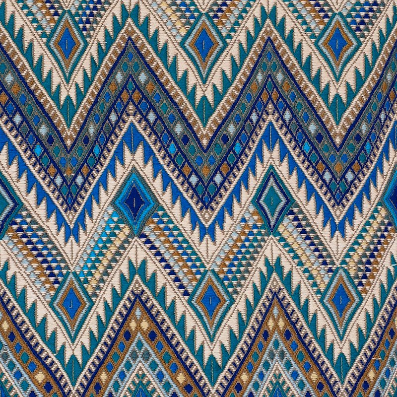 Purchase sample of 79240 Coyolate Hand Woven Brocade, Ocean by Schumacher Fabric