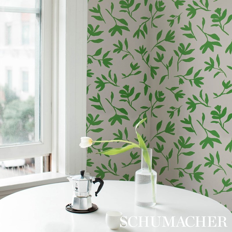 View 5013071 Laurel Black Schumacher Wallcovering Wallpaper