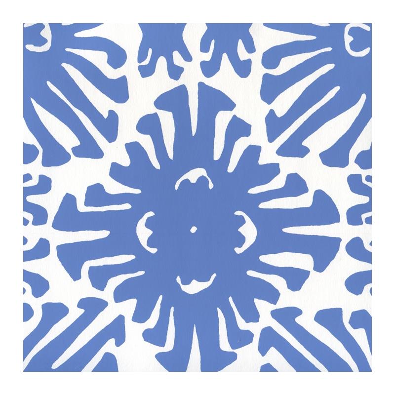 Sample 2475WP-13 Sigourney Small Scale, Royal Blue on White by Quadrille Wallpaper